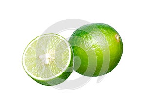Whole and half fresh lime
