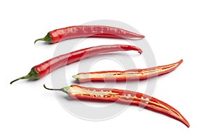 Whole and half fresh red pepper