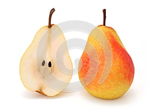 Whole and half pear