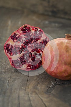 Whole and a half pomegranate