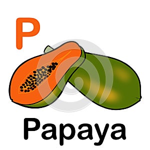 Whole and half ripe papaya