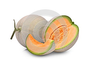 Whole and half with slice of japanese melons, green melon