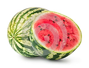 Whole and half of watermelon