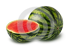 Whole and half watermelon isolated on white background photo