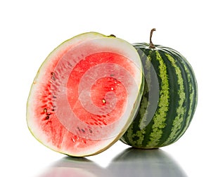 Whole and half watermelon
