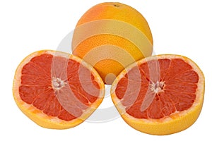 Whole and halve Pink Grapefruit