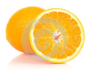 Whole and halved orange photo