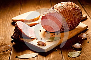 Whole ham with bread