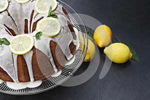 Whole Lemon Bundt Cake on a Stand