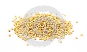 Whole Millet Pearl Grains on a White Background