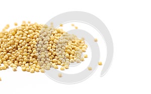 Whole Millet Pearl Grains on a White Background