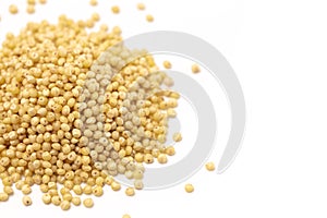 Whole Millet Pearl Grains on a White Background