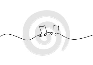 whole note vector illustration, single one continuous line art drawing style. Minimalism sign and symbol of music