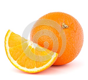 Whole orange fruit and his segment or cantle