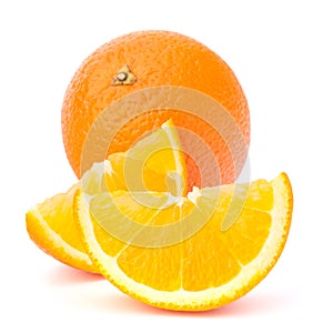 Whole orange fruit and his segments or cantles