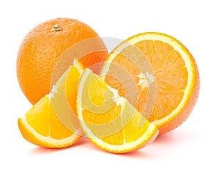 Whole orange fruit and his segments or cantles