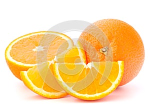 Whole orange fruit and his segments or cantles