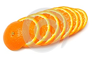 Whole orange fruit and his segments or cantles