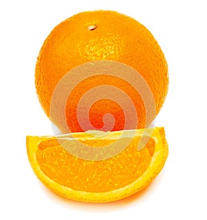 Whole orange fruit and his segments or cantles
