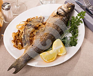 Oven baked sea bass fish