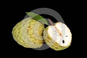 Whole and partial Cherimoya fruit