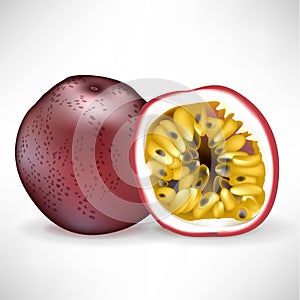 Whole passion fruit and sliced fruit