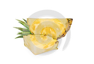 whole pineapple and pineapple slice. Pineapple with leaves isolated on transparent background with clipping path, single whole
