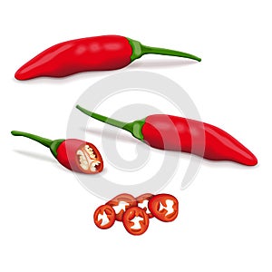 Whole, quarter, slices, wedges of Tabasco Peppers.