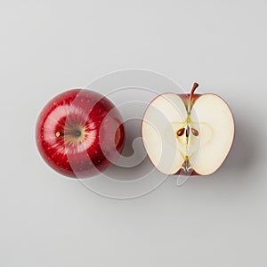 A whole red apple and a