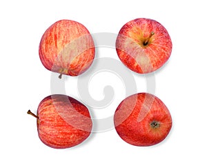 Whole red gala apple isloated on white background, flat lay