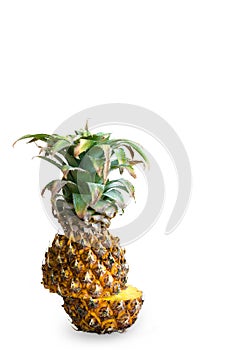 Whole ripe pineapple isolated on white background