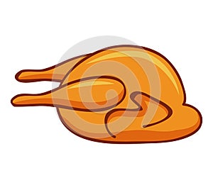Whole roast chicken illustration