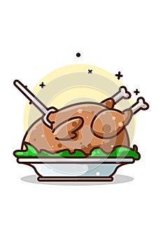 A whole roasted chicken illustration