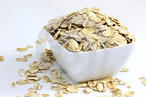 Whole Rolled Oats in White Bowl