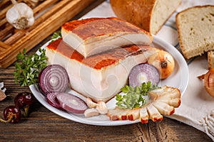 Whole and slice bacon