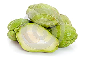 Whole and sliced Chayote photo