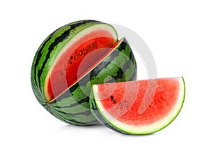Whole and slices watermelon isolated on white