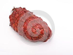 Whole smoked ham, isolated on white background. Polish cold cuts, a packshot photo for package design.
