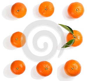 Whole tangerines. Above view.