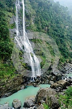 Whole view of waterfall in Wulai District