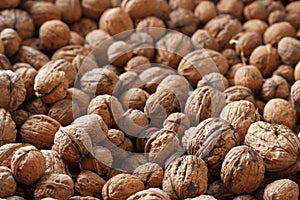 Whole wallnuts background