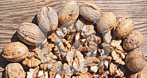 whole walnuts and walnut kernels