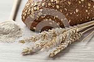 Whole weat bread,dried wheat and flour