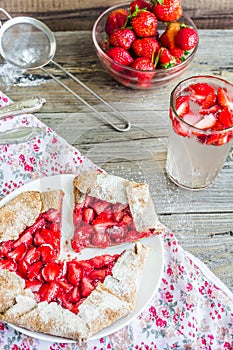 Whole wheat biscuit with fresh strawberry, summer dessert, top v