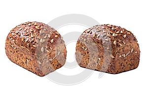 Whole wheat bread, isolated on white background