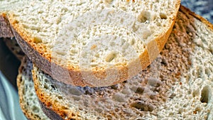 Whole wheat bread slice close up view