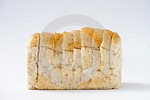 whole wheat bread on white background