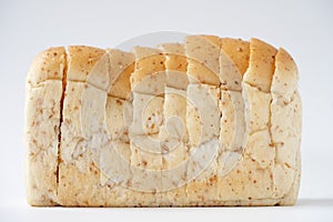 whole wheat bread on white background