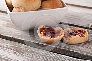 Whole Wheat Dinner Rolls with pluot jam