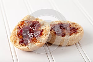 Whole Wheat Dinner Rolls topped with jam